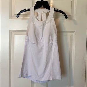 White lululemon top with bra padding.
